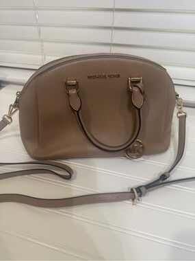 Michael Kors Pebbled Maxine Dome Handbag in Taupe